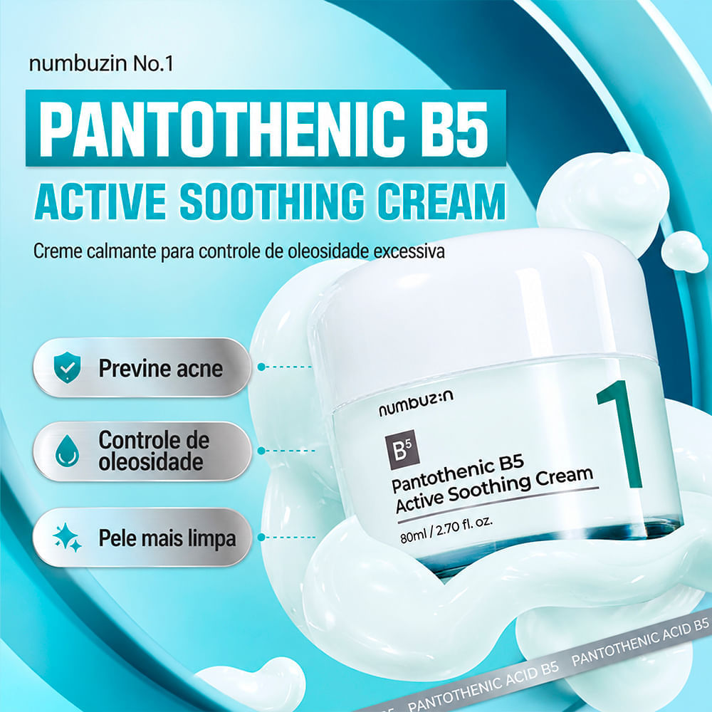 Creme Facial Calmante Numbuzin Nº 1 Pantothenic B5 Active Soothing Cream 80ml