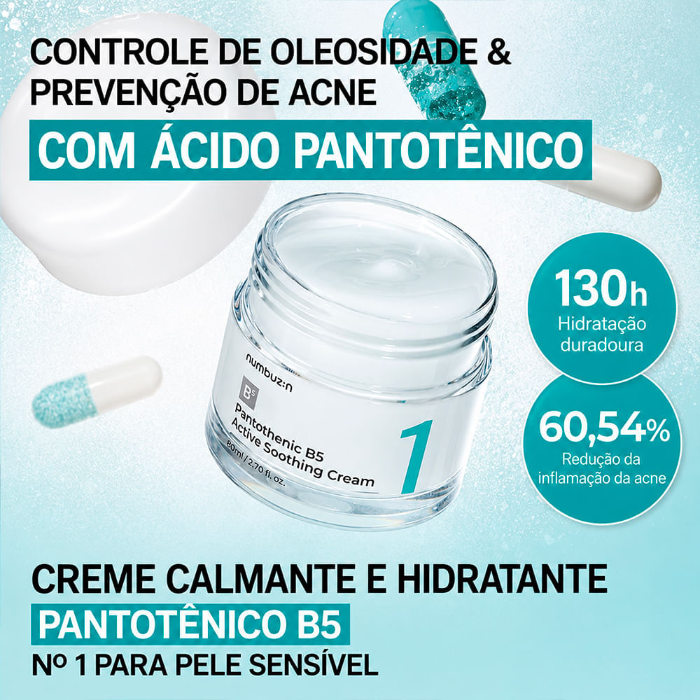 Creme Facial Calmante Numbuzin Nº 1 Pantothenic B5 Active Soothing Cream 80ml