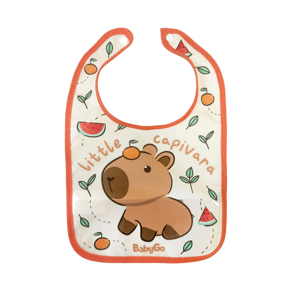 Babador Infantil Decorado Branco e Rosa Little Capivara BabyGo