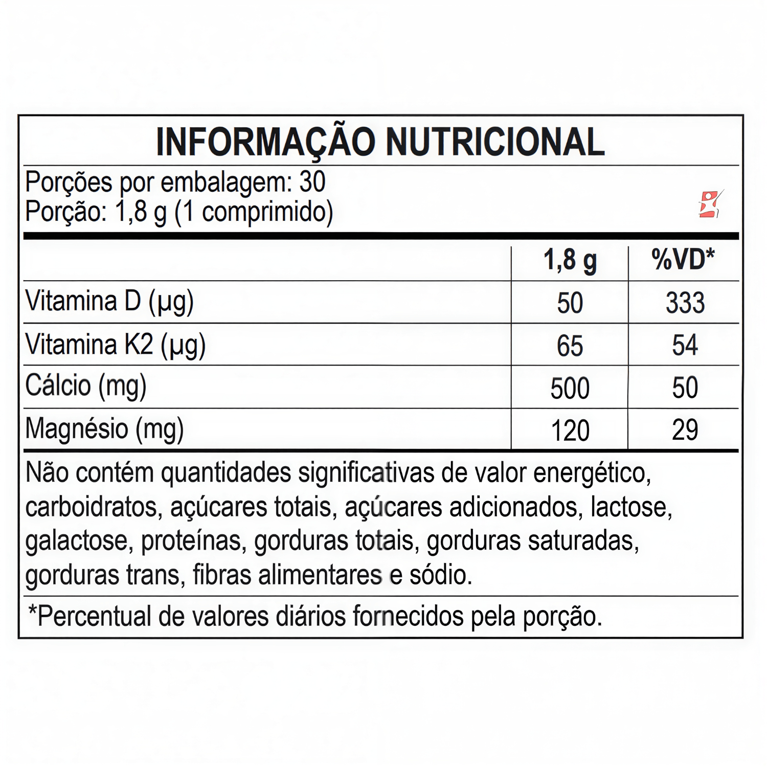 Nutridaily Cálcio MDK Cálcio + Magnésio + Vitaminas K2 e D3 Apisnutri 30 Comprimidos