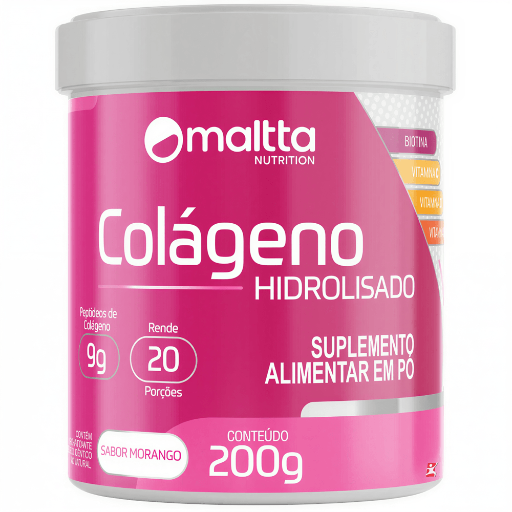Colágeno Hidrolisado Maltta Nutrition Sabor Morango 200g