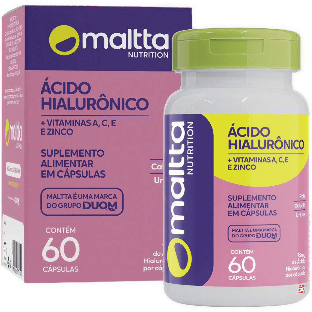 Ácido Hialurônico + Vitaminas A, C, E e Zinco Maltta Nutrition 60 Cápsulas