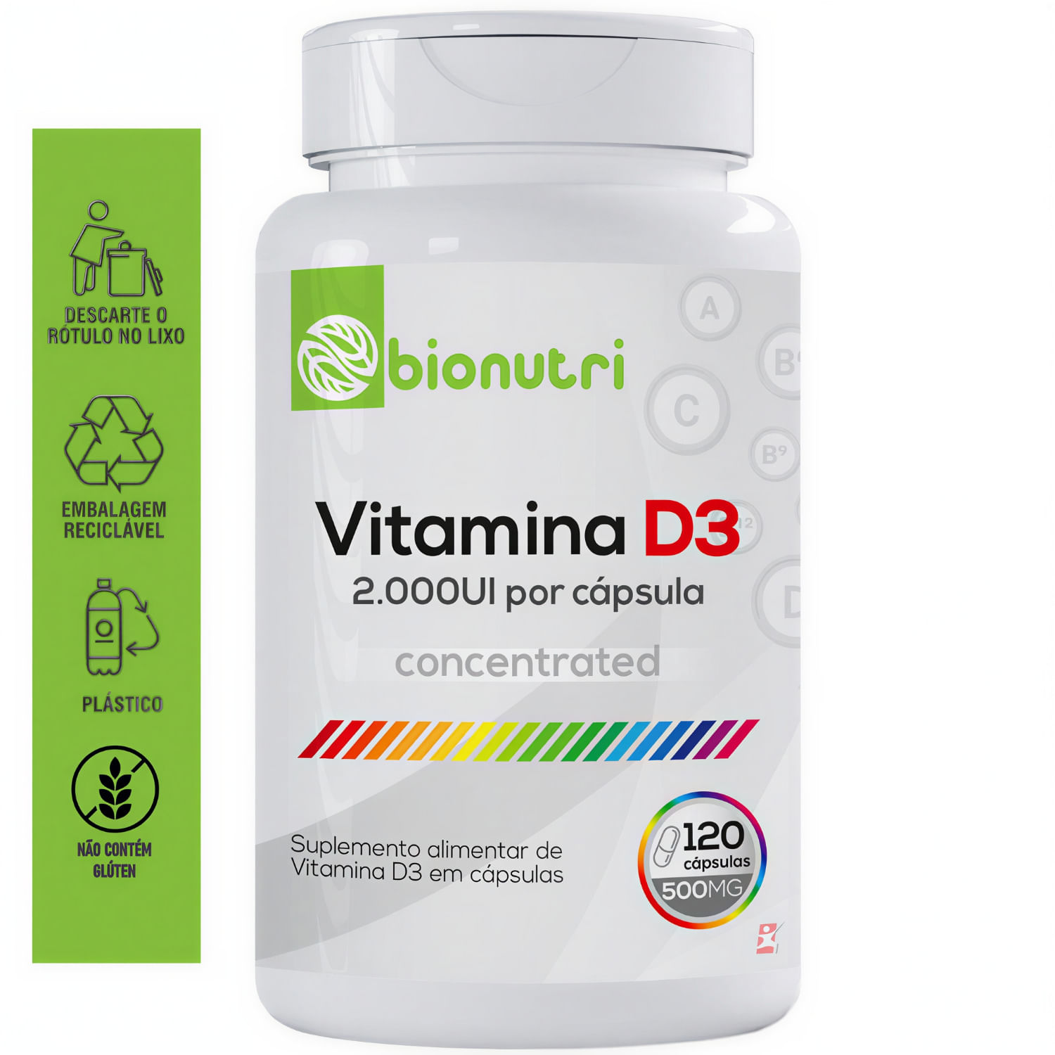 Vitamina D3 2000UI Concentrada Bionutre 120 Cápsulas