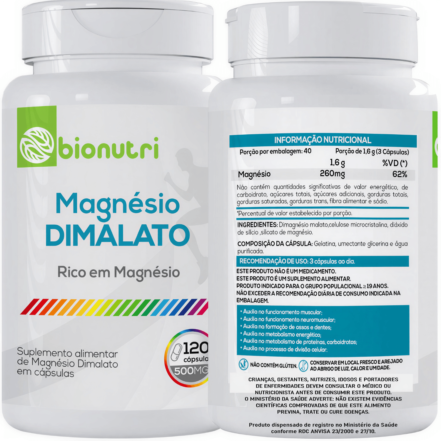 Magnésio Dimalato Bionutri 120 Cápsulas