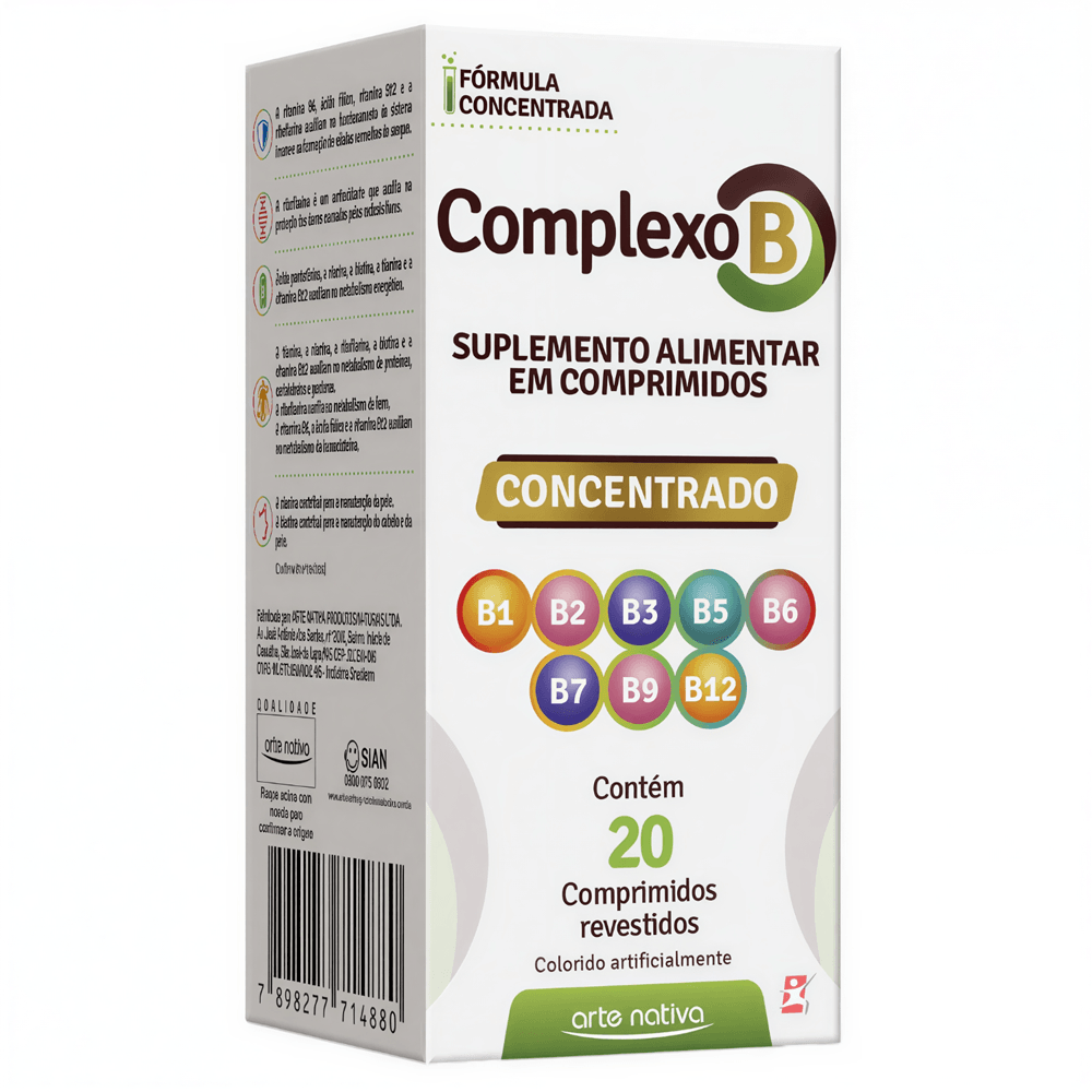 Complexo B Concentrado Com 8 Vitaminas Arte Nativa 20 Comprimidos