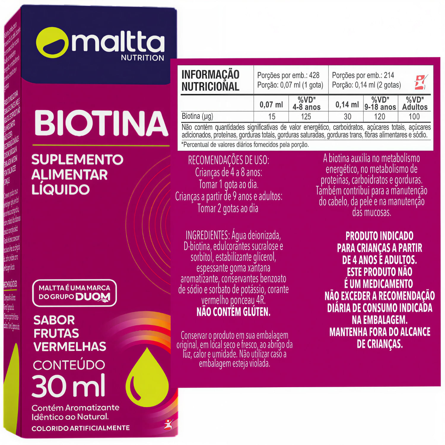 Biotina Maltta Nutrition Sabor Frutas Vermelhas 30ml