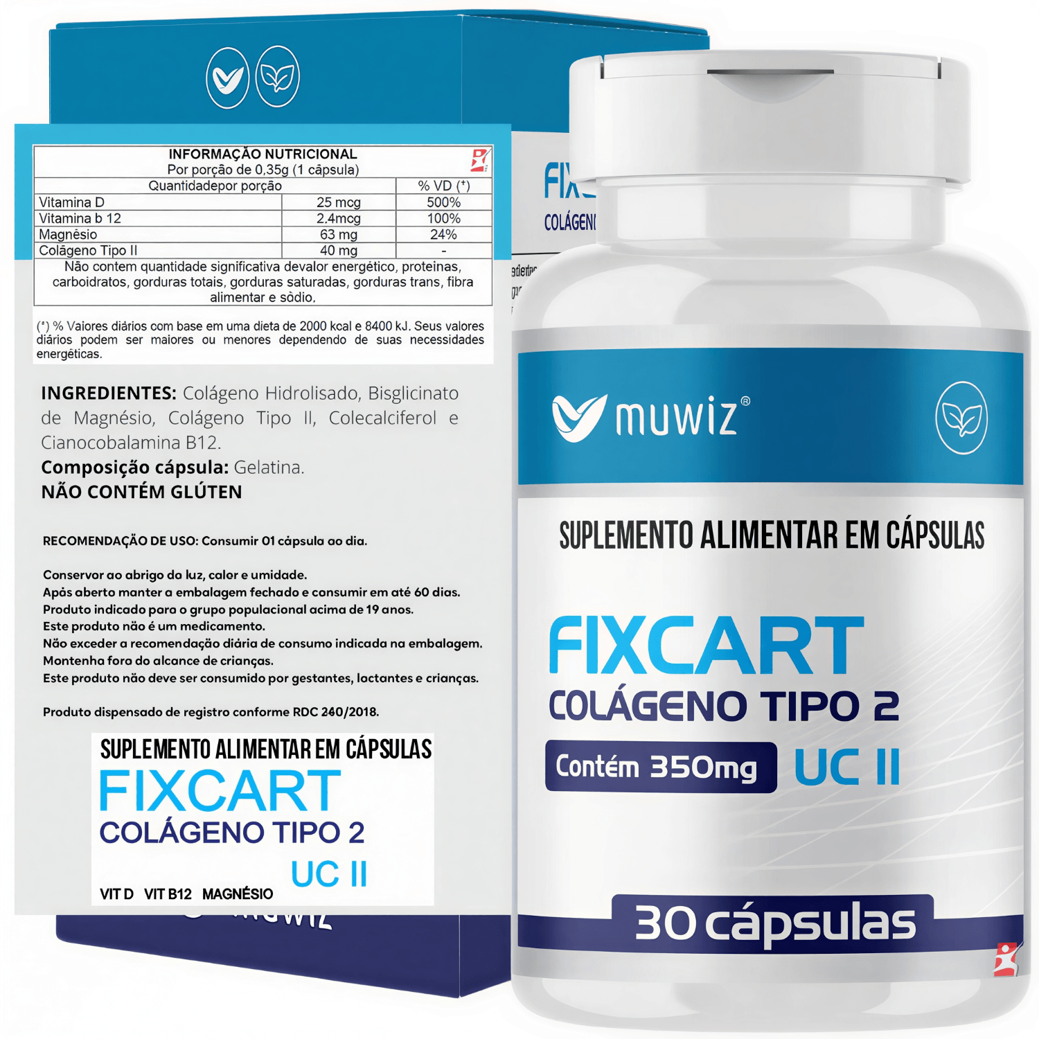Fixcart Colágeno Tipo 2 Muwiz 30 Cápsulas