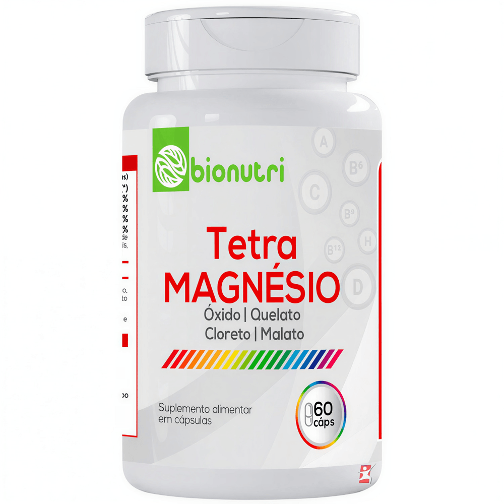 Tetra Magnésio Óxido + Quelato + Cloreto + Malato Bionutri 60 Cápsulas
