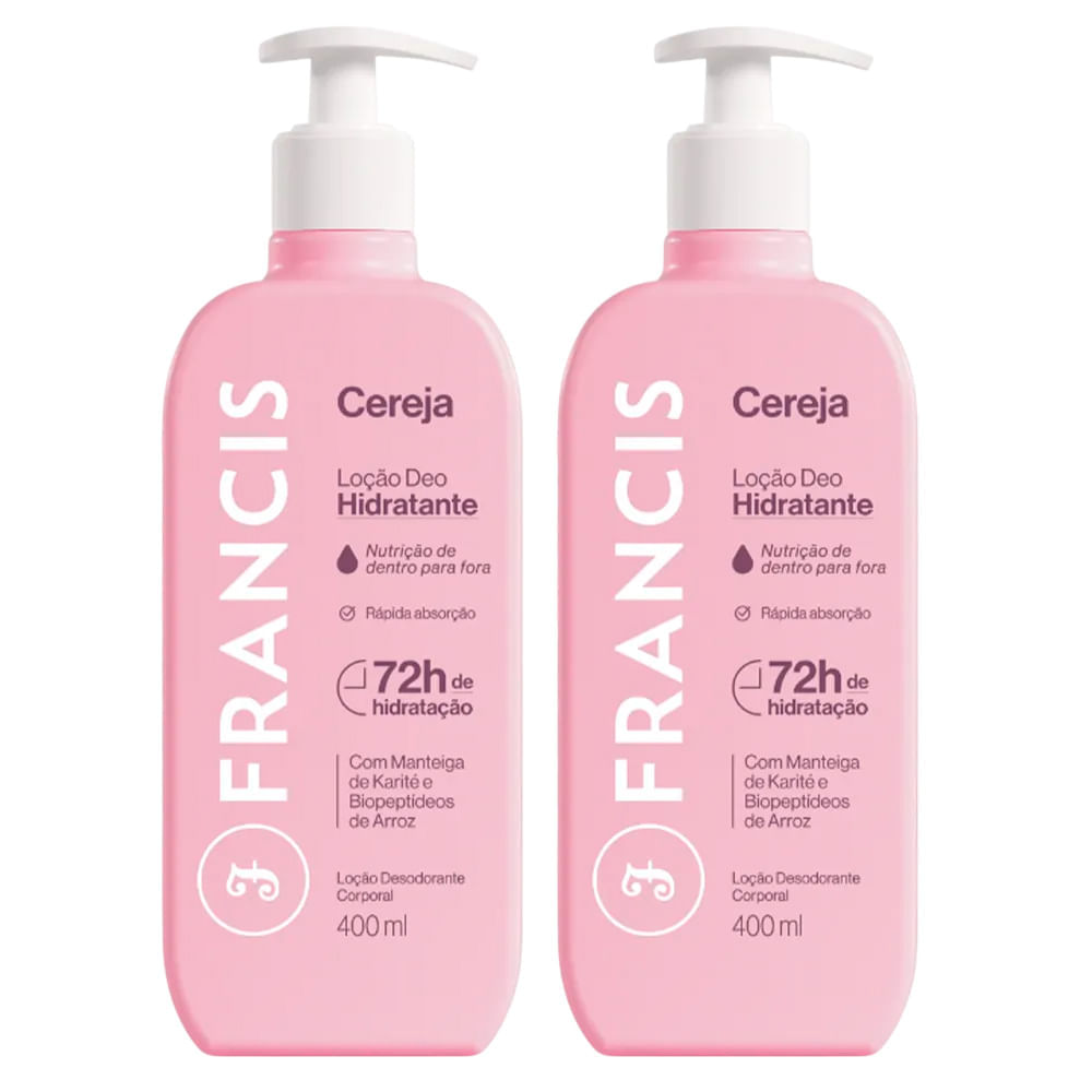 Kit Loção Hidratante Francis Cereja 400ml 2 Unidades