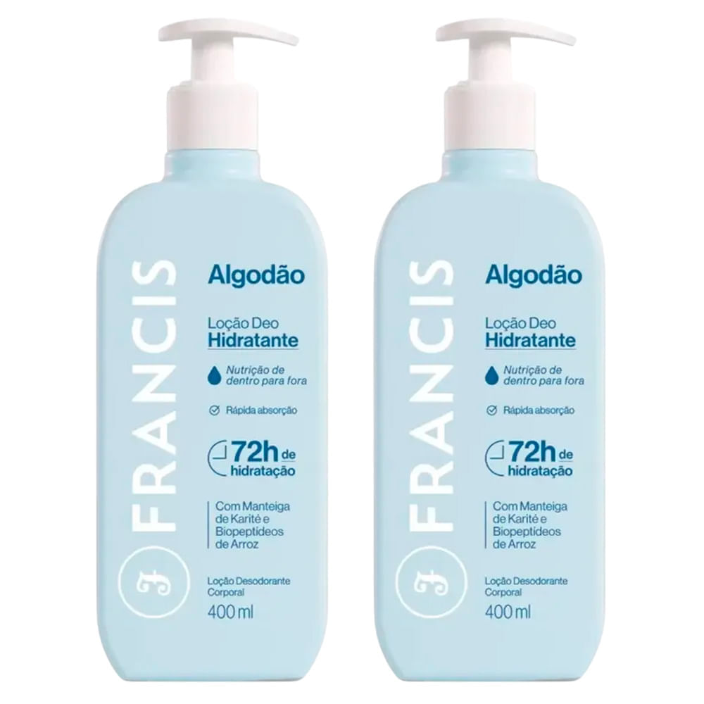 Kit Loção Hidratante Francis Algodão 400 ml 2 Unidades