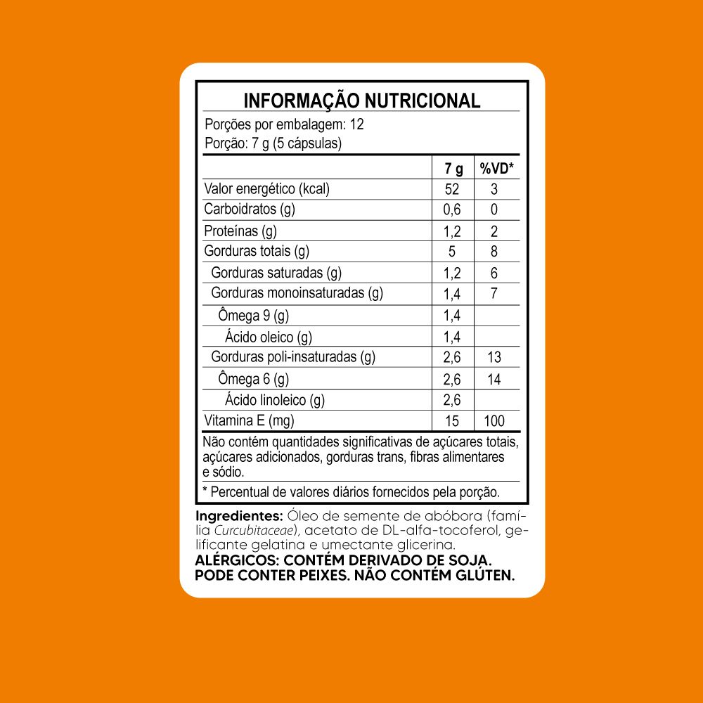 Óleo De Semente De Abóbora + Vitamina E Tiaraju 60 Cápsulas