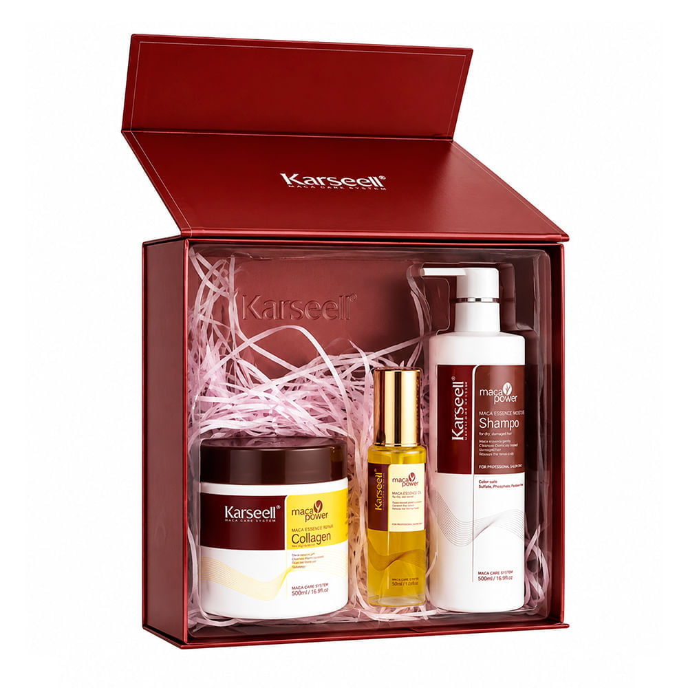 Kit Karseell Maca Power Repair Set Shampoo 500ml + Máscara Capilar 500ml + Óleo Capilar 50ml