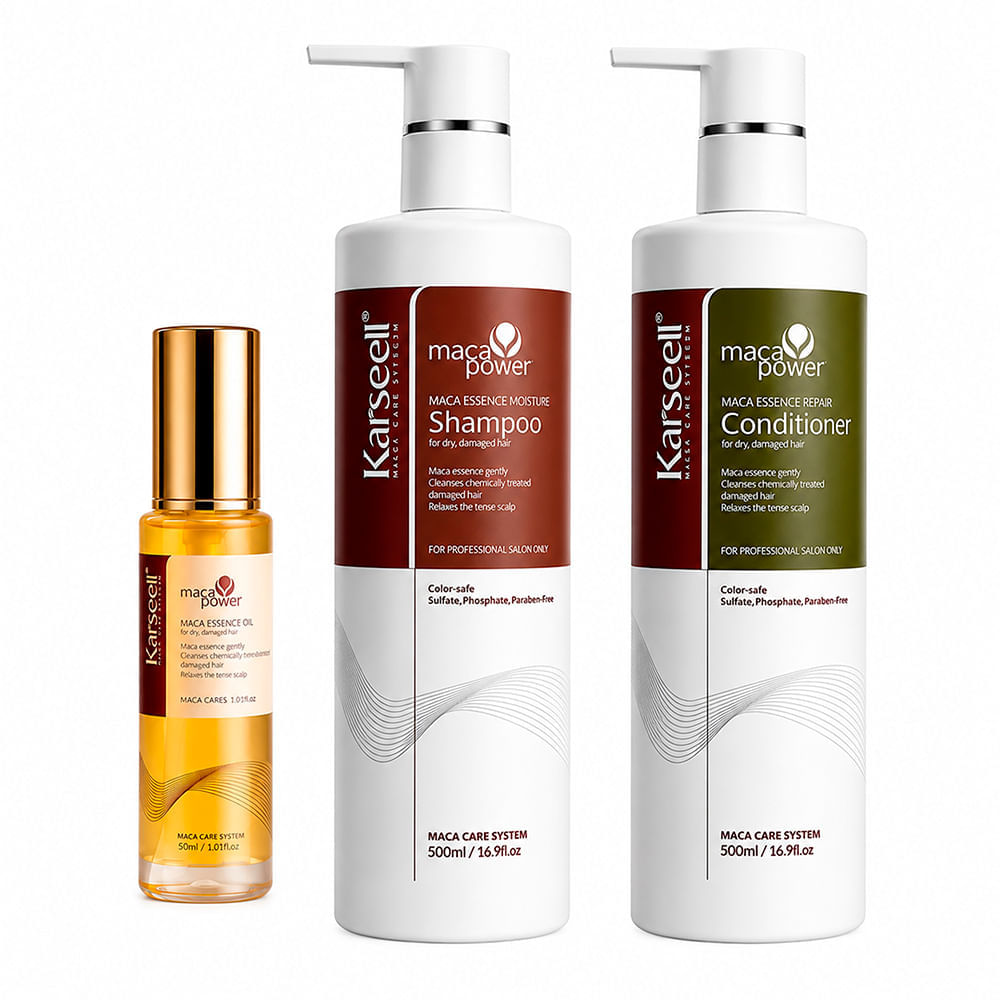 Kit Karseell Maca Power 3 em 1 Shampoo 500ml + Condicionador 500ml + Óleo Capilar 50ml
