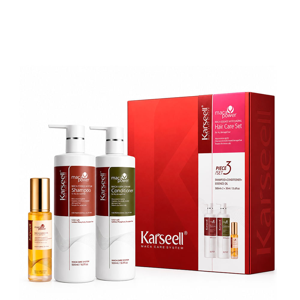 Kit Karseell Maca Power 3 em 1 Shampoo 500ml + Condicionador 500ml + Óleo Capilar 50ml