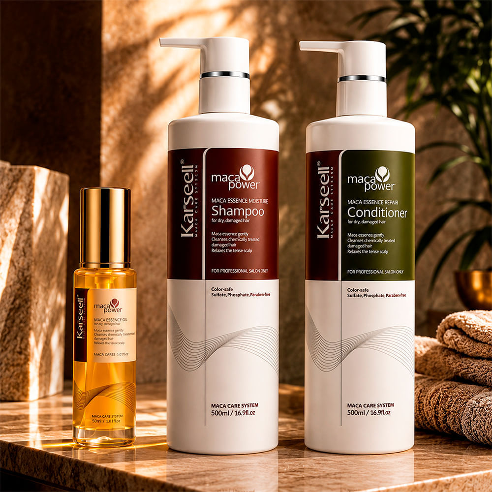 Kit Karseell Maca Power 3 em 1 Shampoo 500ml + Condicionador 500ml + Óleo Capilar 50ml
