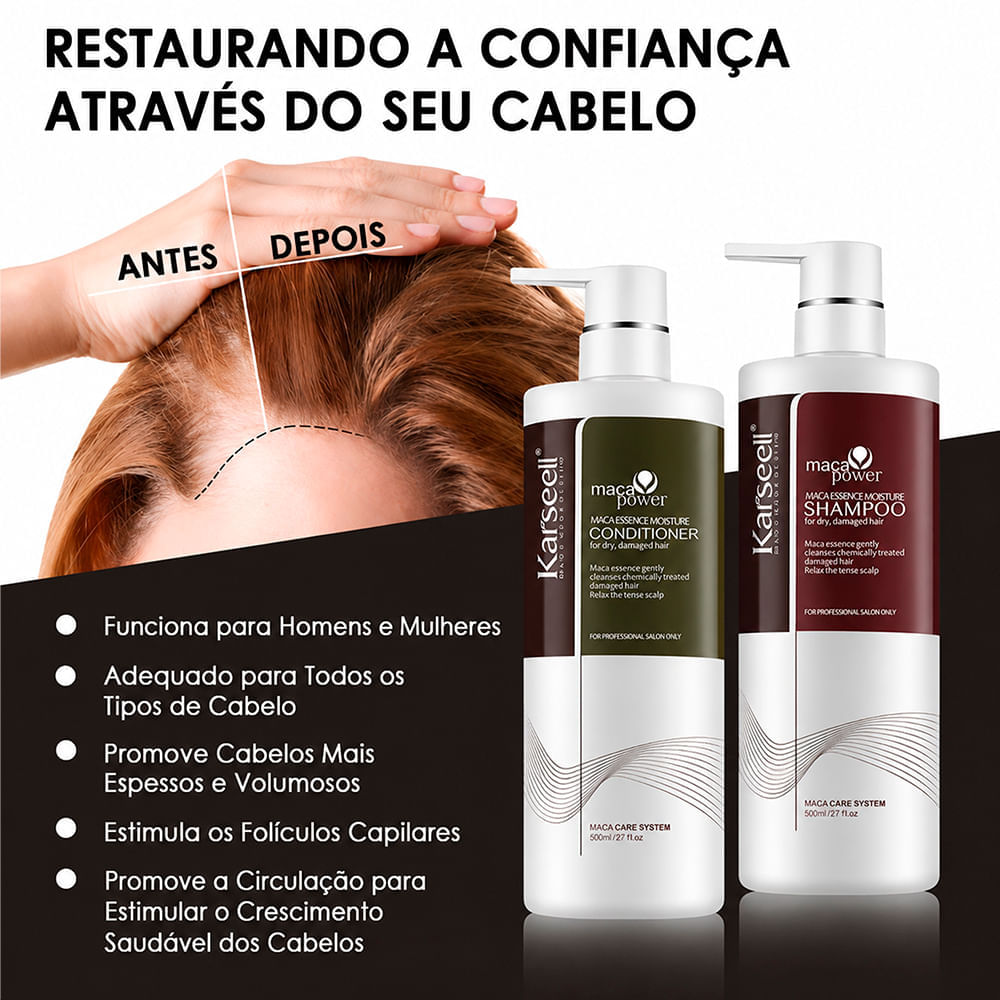 Kit Karseell Maca Power Hair Care Shampoo 500ml + Condicionador 500ml