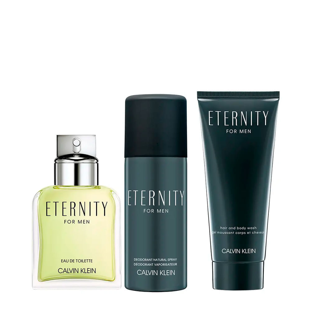 Kit Calvin Klein Eternity Masculino Eau de Toilette 100ml + Desodorante Spray 150ml + Shower Gel 100ml