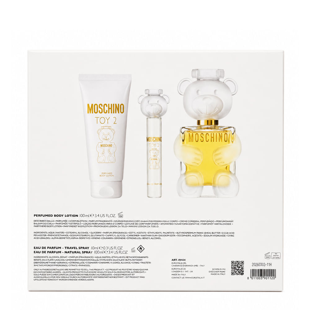 Kit Moschino Toy 2 Feminino Eau de Parfum 100ml + Body Lotion 100ml + Travel Spray 10ml