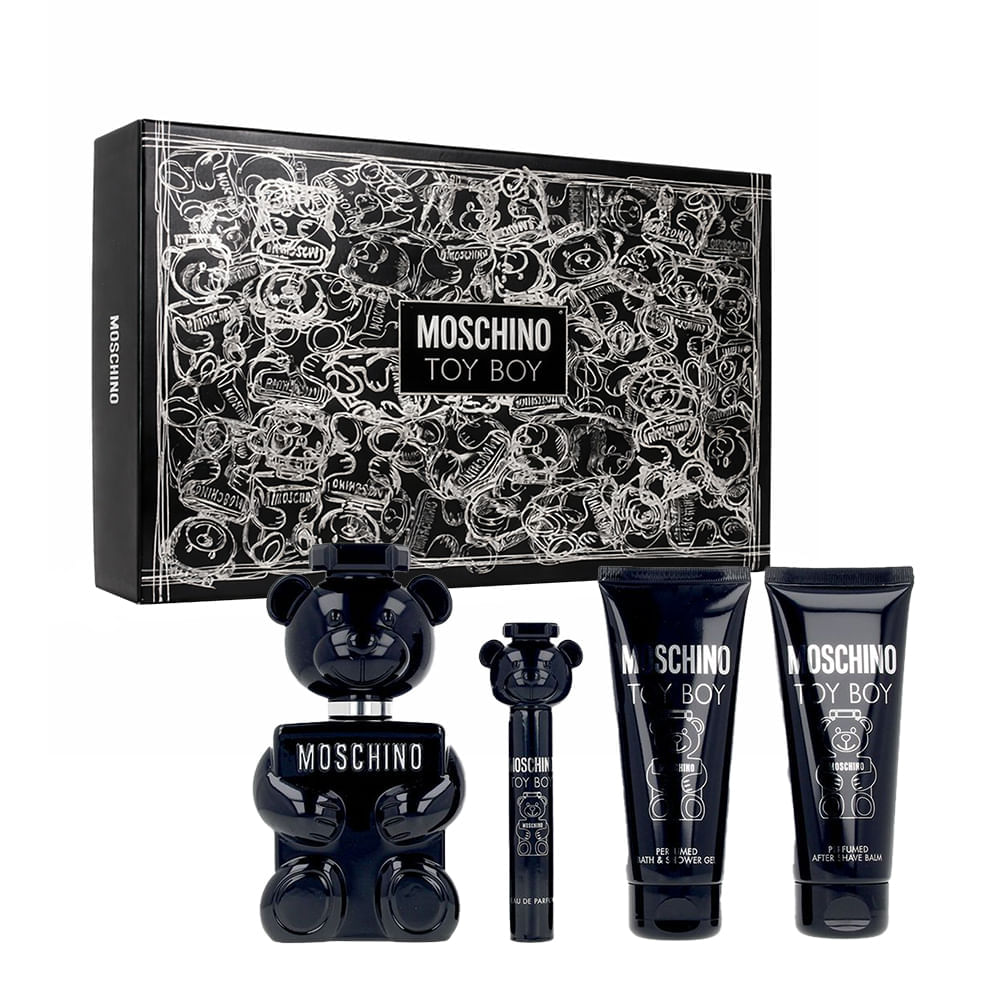 Kit Moschino Toy Boy Eau de Parfum 100ml + Travel Size 10ml + Pós Barba 100ml + Gel de Banho 100ml