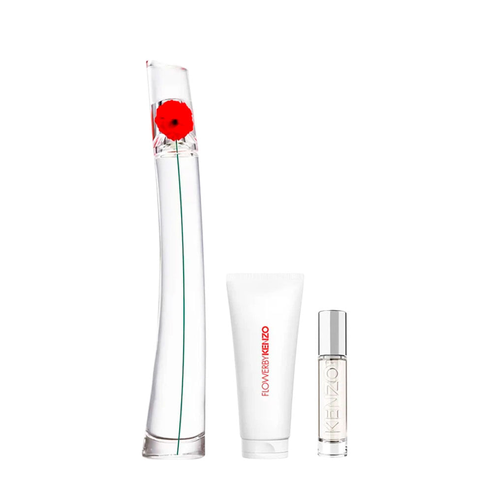 Kit Kenzo Flower Feminino Eau de Parfum 100ml + Travel Size 10ml + Body Lotion 75ml