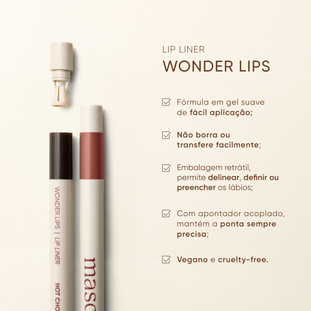 Lapiseira Labial Mascavo Wonder Lips Dusty Rose 0,3g
