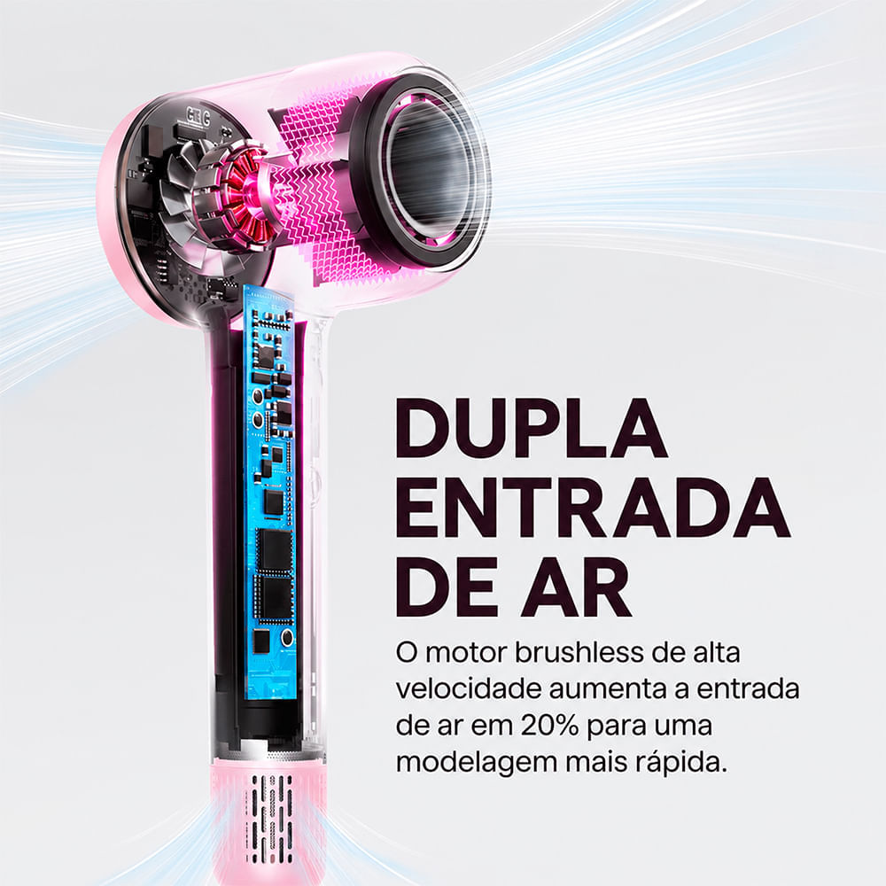 Secador de Cabelo Wavytalk Turblow Pro Rosa com Acessórios 1500W 220V