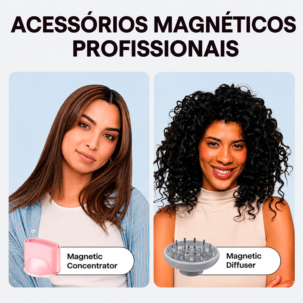 Secador de Cabelo Wavytalk Turblow Pro Rosa com Acessórios 1500W 220V