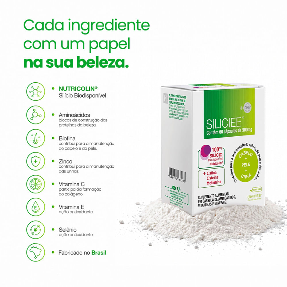 Suplemento Alimentar Em Cápsulas Siliciee Divinitè 60 Cápsulas
