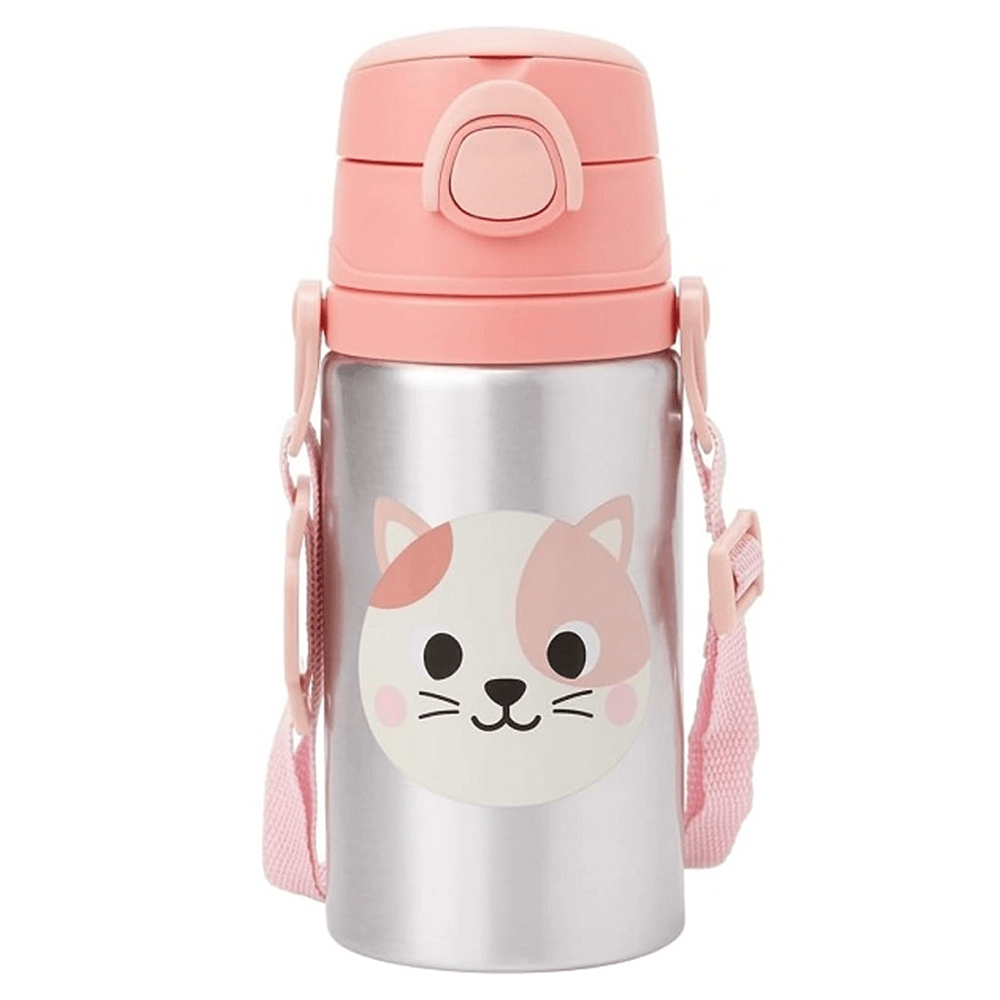 Garrafa de Aluminio Infantil Zoo Com Canudo Gato Buba