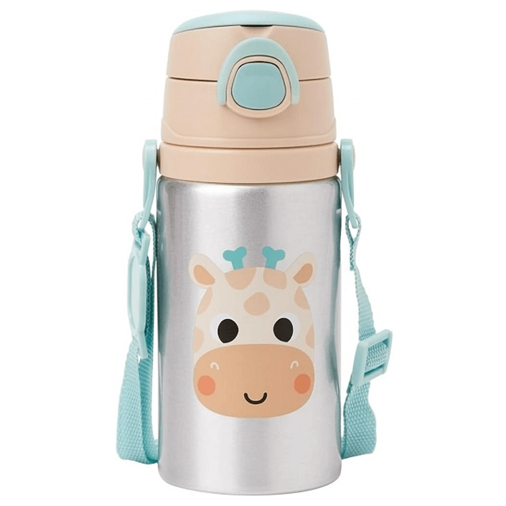 Garrafa De Aluminio Infantil Zoo Com Canudo Girafa Buba