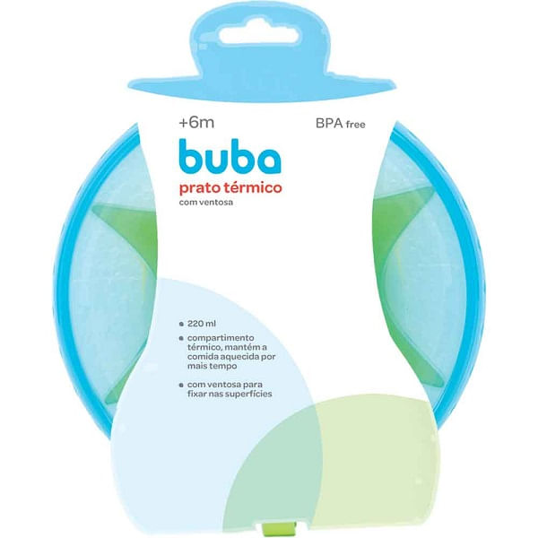 Prato Pratinho Infantil Papinha Bebe Térmico Ventosa Buba Azul
