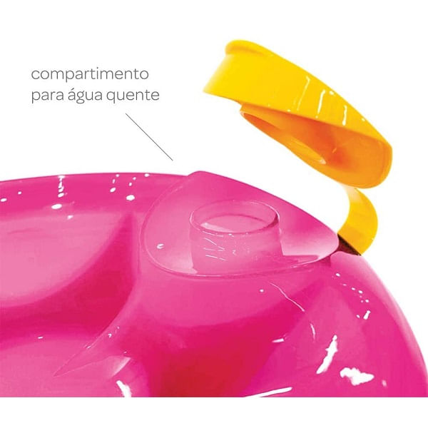 Prato Pratinho Infantil Papinha Bebe Térmico Ventosa Buba Rosa