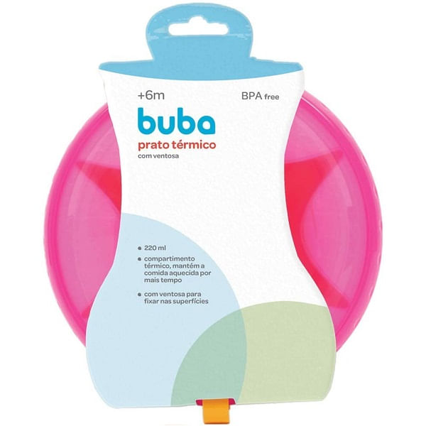 Prato Pratinho Infantil Papinha Bebe Térmico Ventosa Buba Rosa