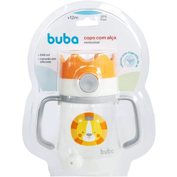 Copo de Treinamento Canudo Com Alça Coroa Buba 240ml