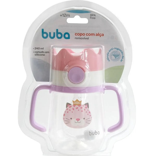 Copo de Treinamento Canudo Com Alça Coroa Buba 240ml
