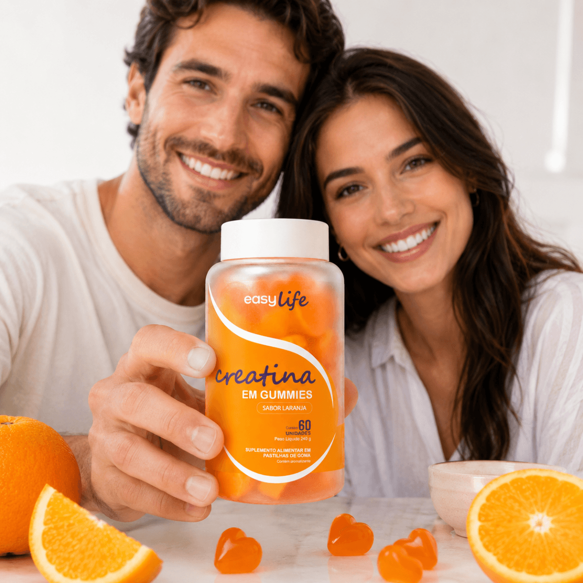 Creatina Monohidratada em Gummies Easy Life Sabor Laranja 60 Gomas