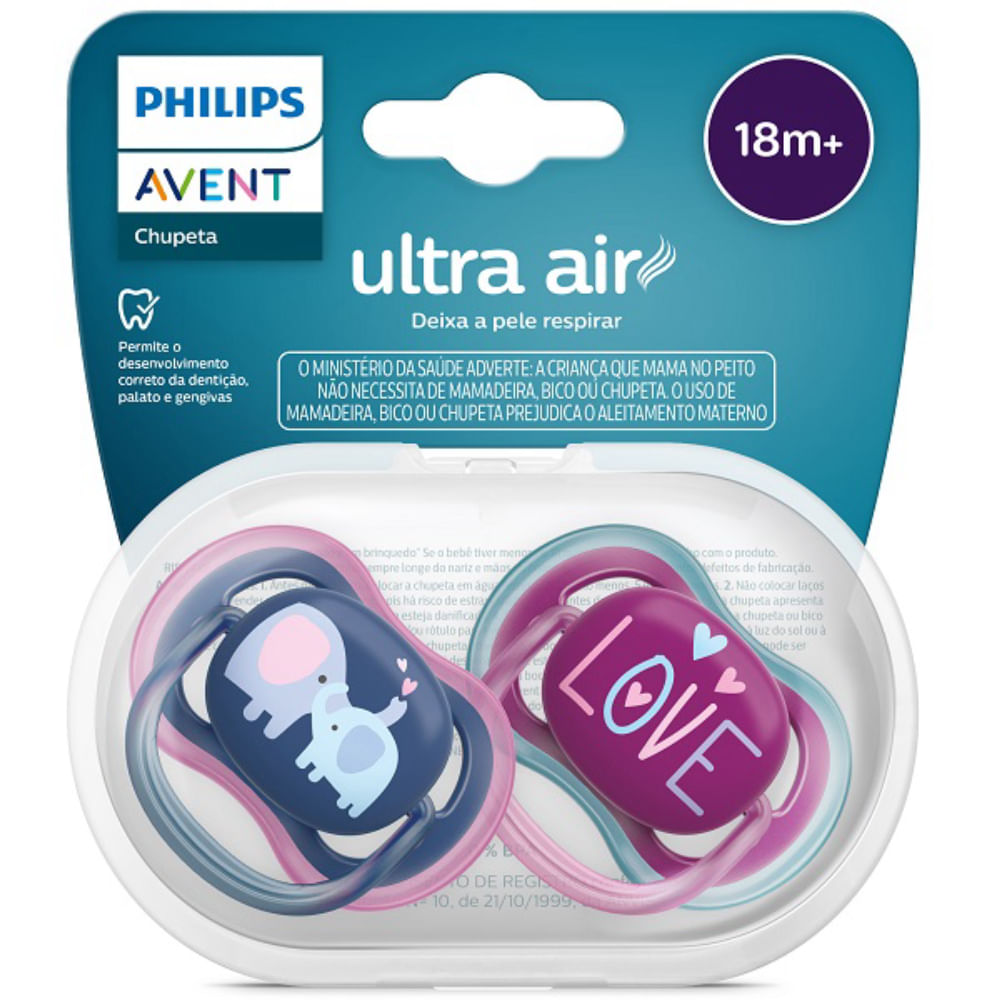 Chupeta Ultra Air Dupla Decorada 18m+ Philips Avent Scf349/22