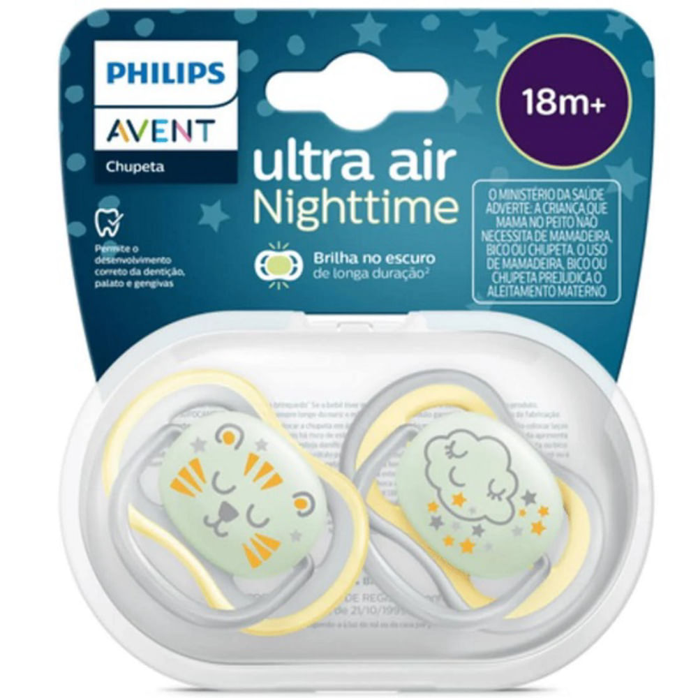 Chupeta Ultra Air Noturno Dupla Decorada 18+m Philips Avent Scf376/01