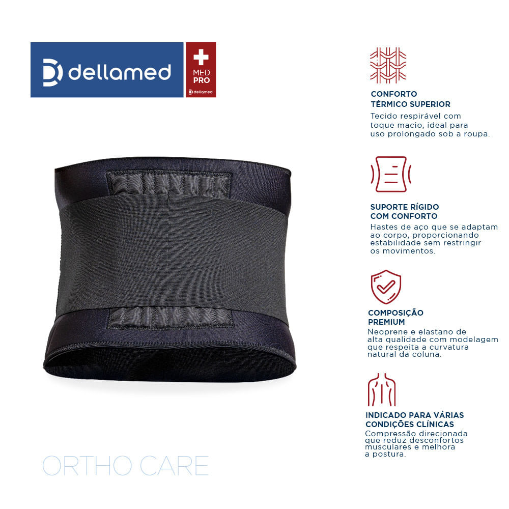 Cinta Lombar Com Hastes Flexíveis Ortho Care Dellamed
