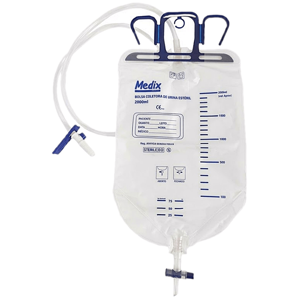Bolsa Coletora De Urina Sistema Fechado Estéril Medix 2000ml