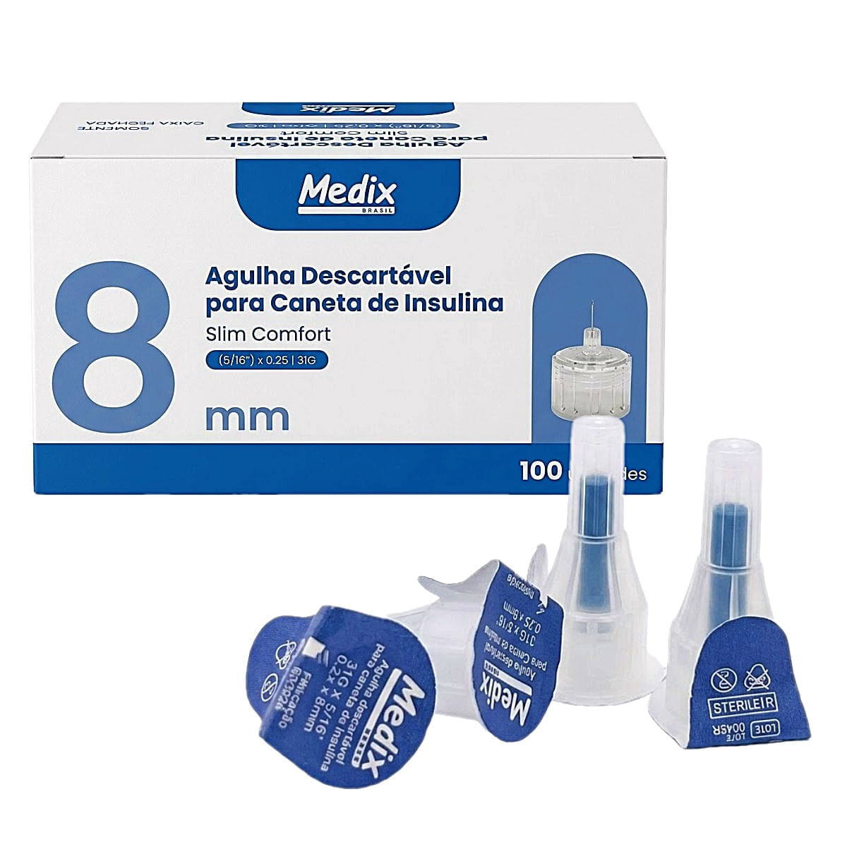 Agulha para Caneta de Insulina Slim Comfort 8mm 100 Unidades