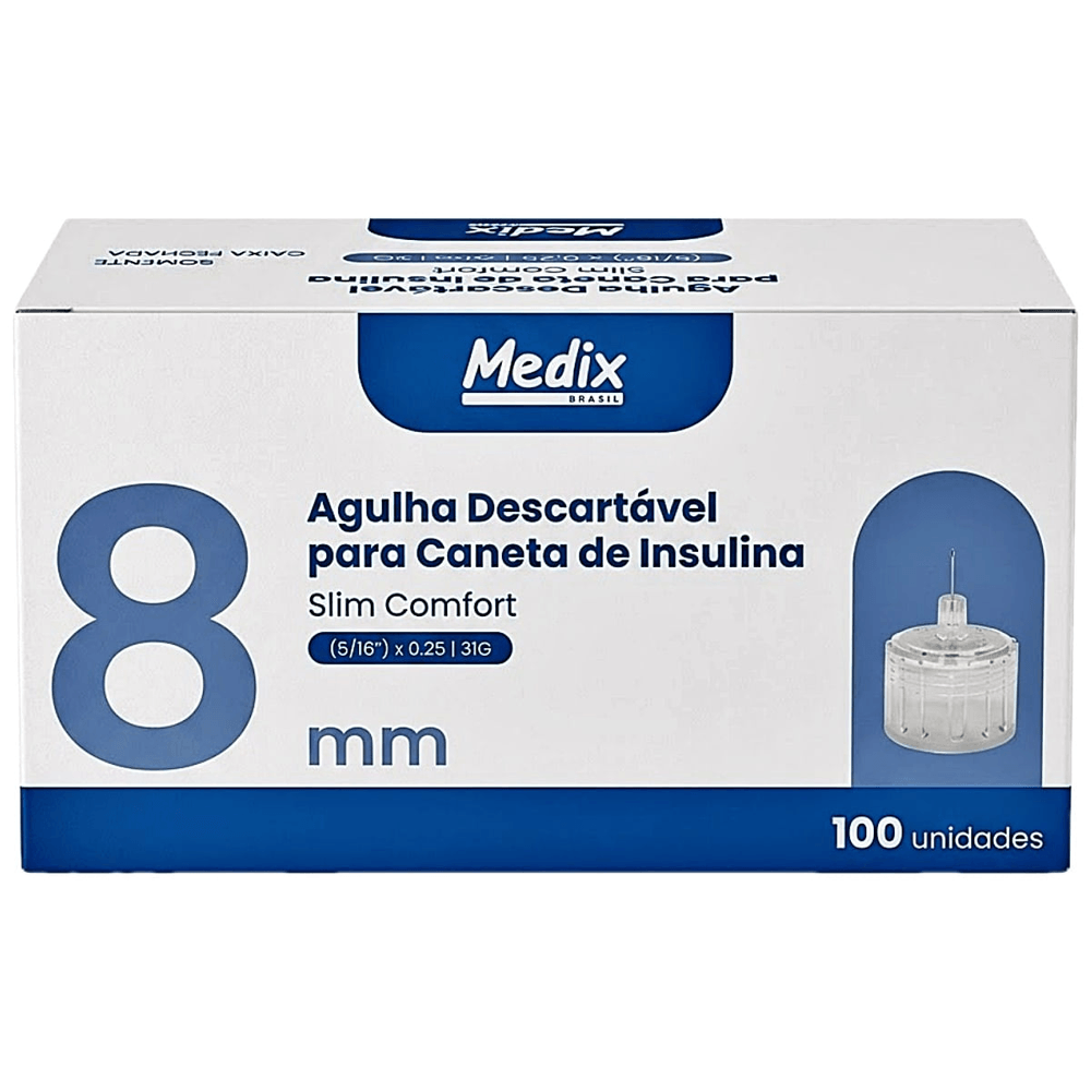 Agulha para Caneta de Insulina Slim Comfort 8mm 100 Unidades