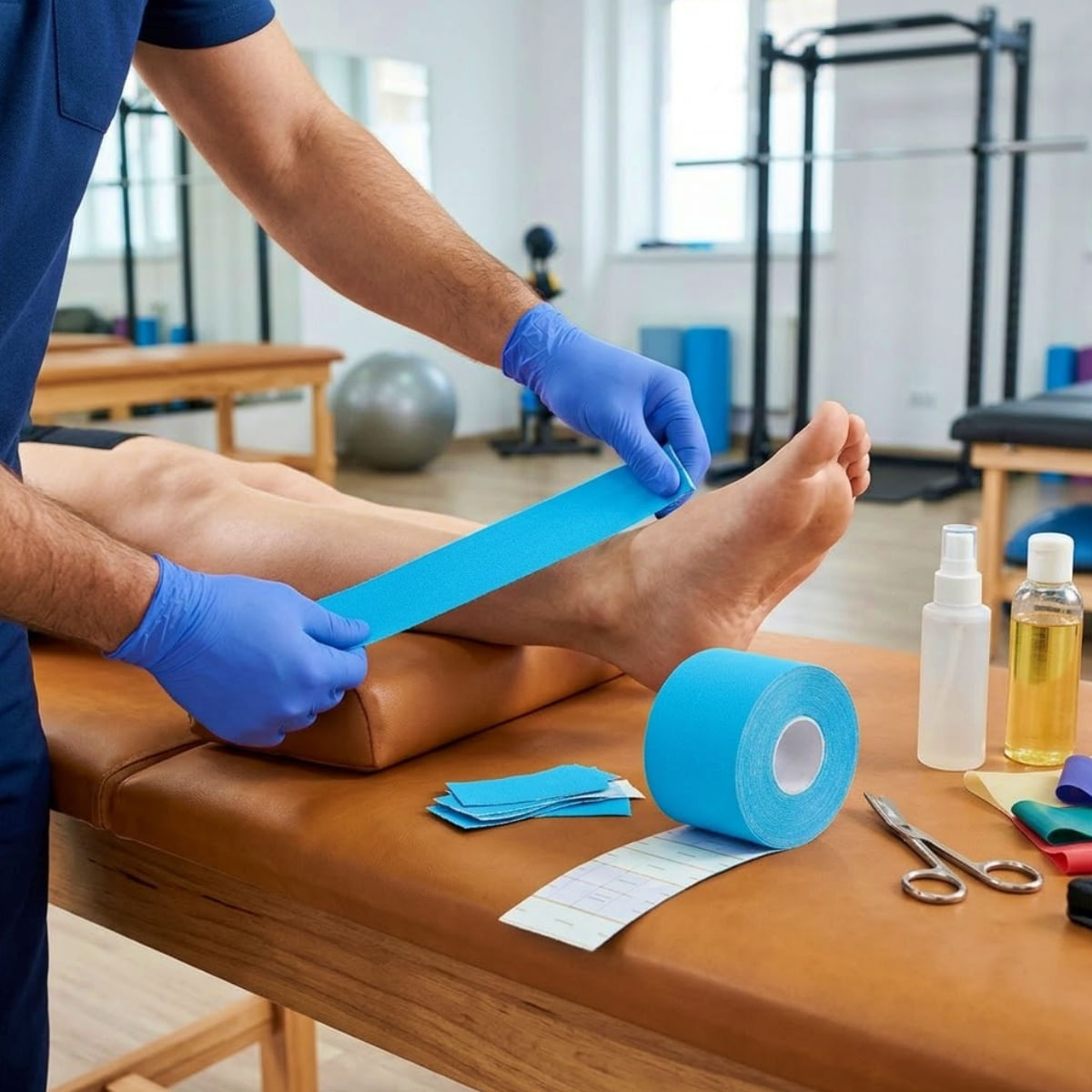 Bandagem Elástica Adesiva Kinesio Supermedy 5cmx5m Azul