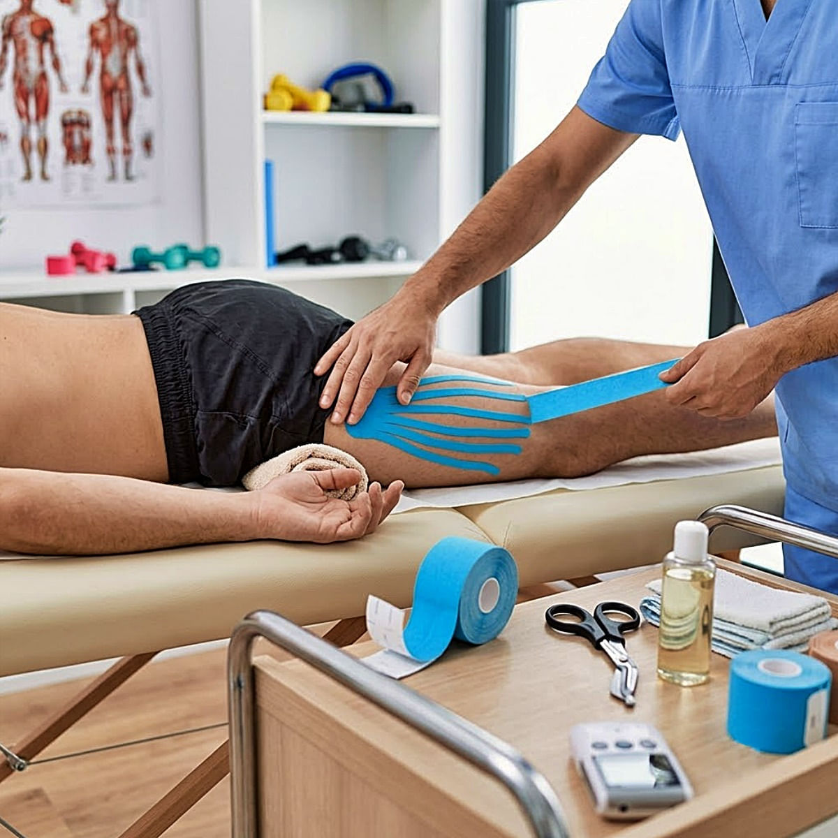 Bandagem Elástica Adesiva Kinesio Supermedy 5cmx5m Azul