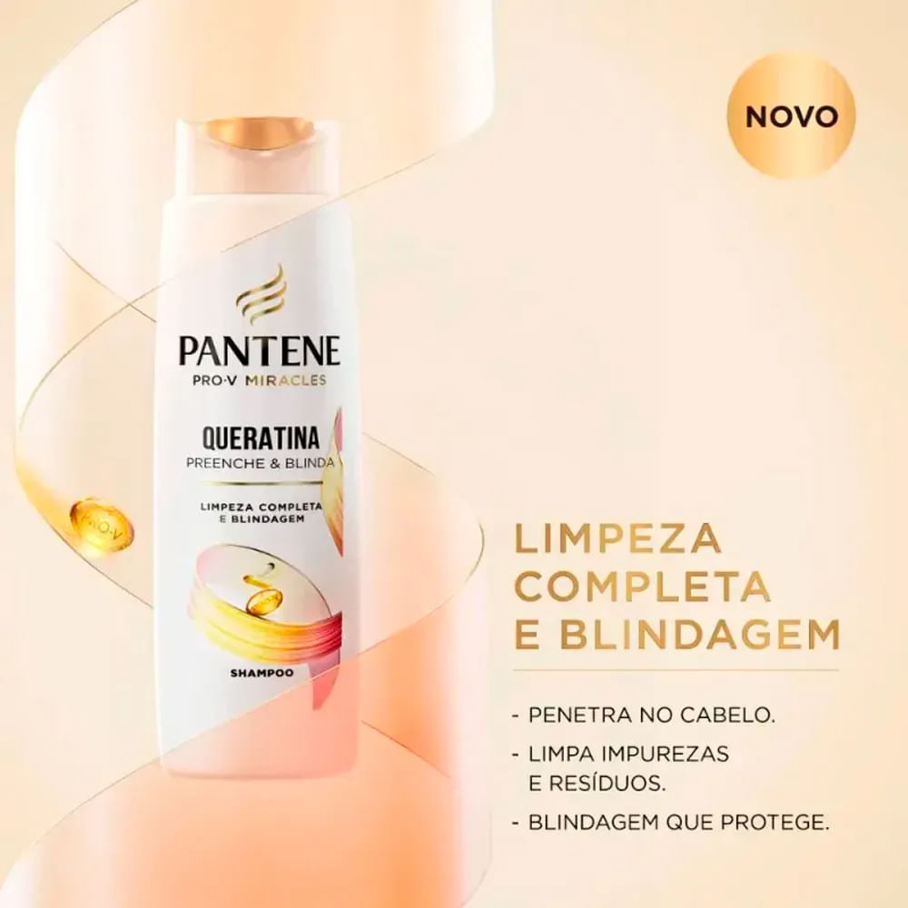 Kit Queratina Pantene Shampoo 300ml + Condicionador 150ml + Creme Para Pentear 240g