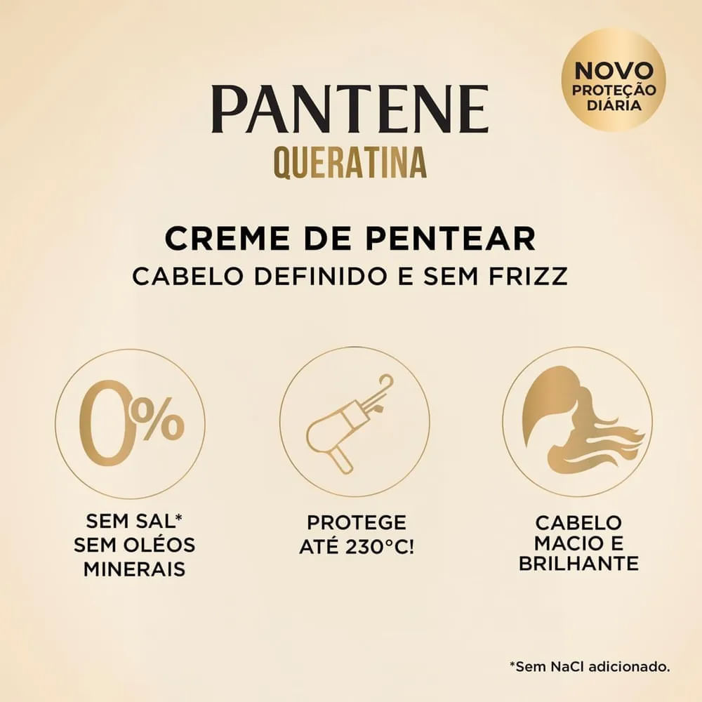 Kit Biotinamina Pantene Shampoo 300ml + Condicionador 150ml + Creme Para Pentear 240g