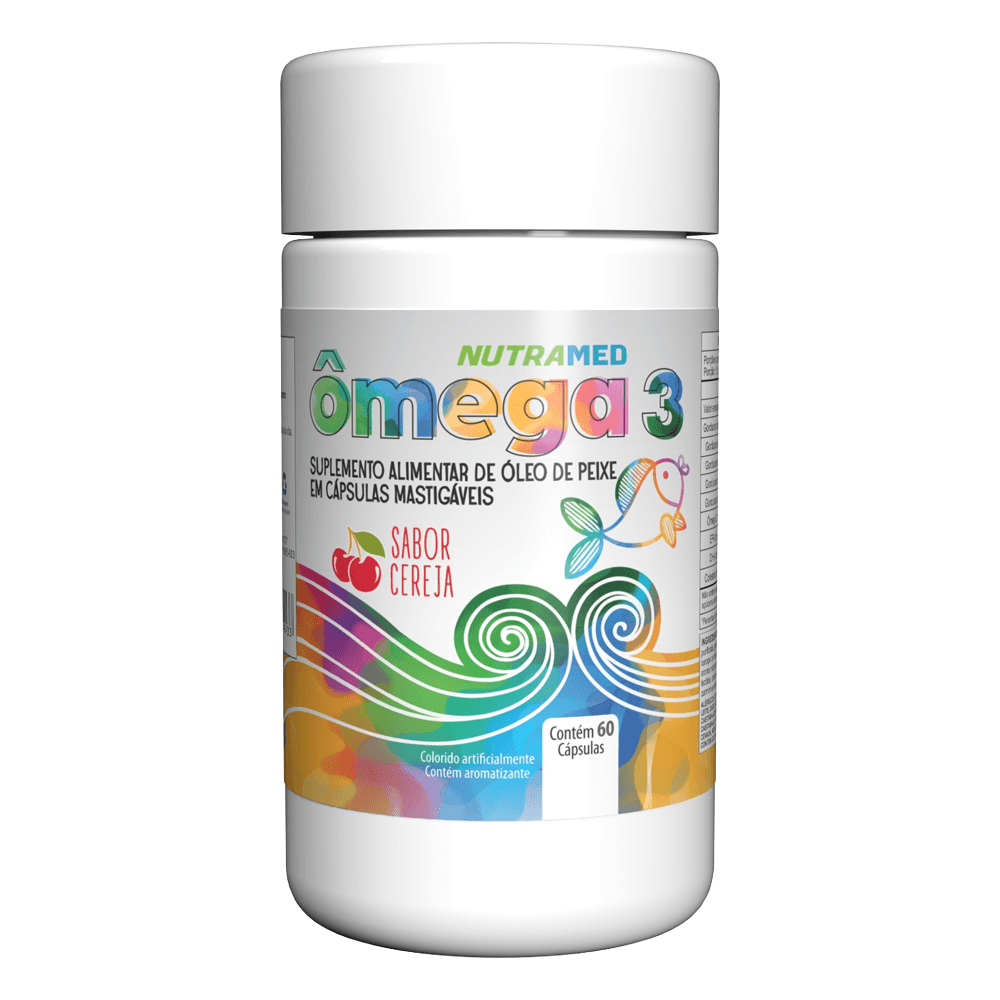 Ômega 3 Junior Sabor Cereja Nutramed 60 Cápsulas Mastigáveis