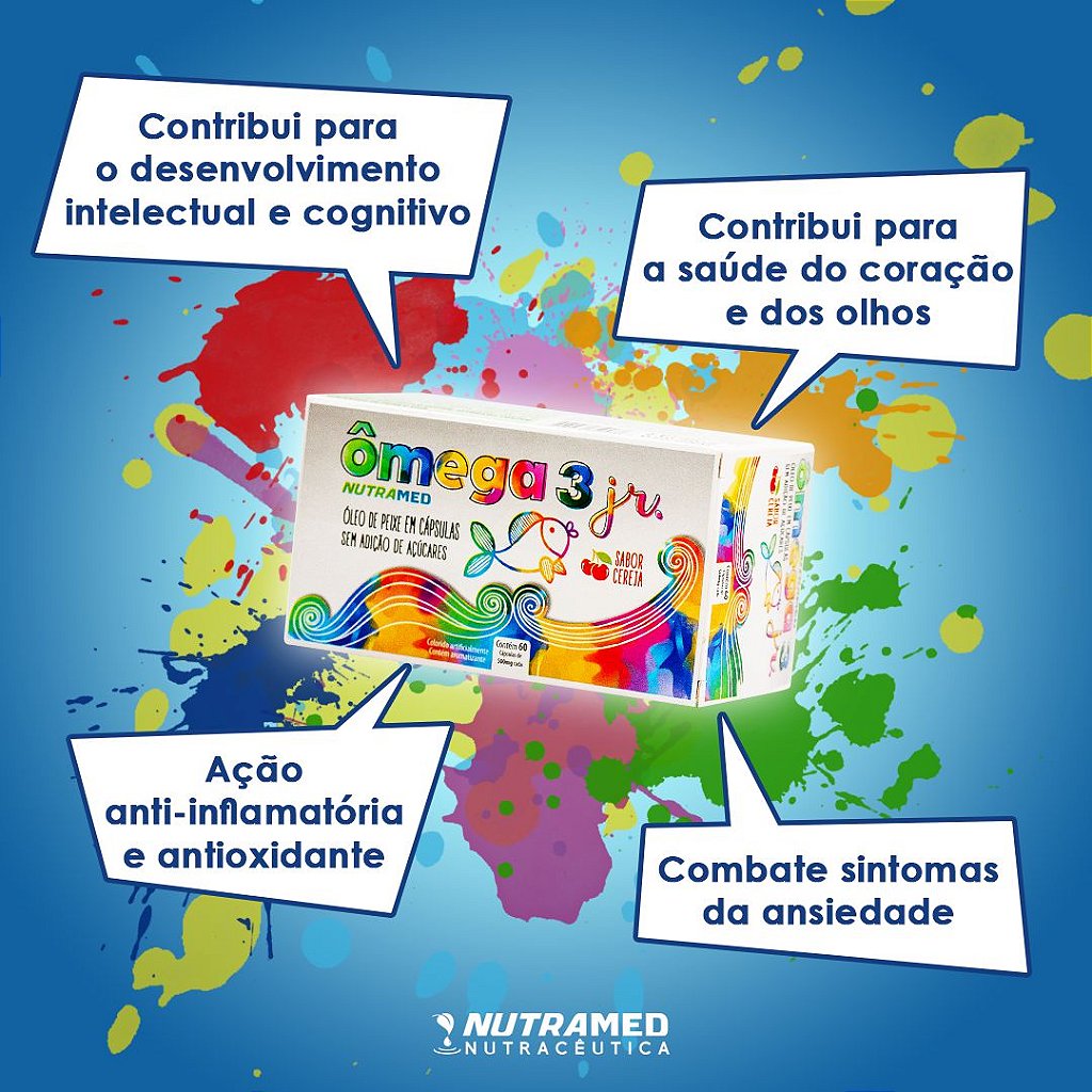 Ômega 3 Junior Sabor Cereja Nutramed 60 Cápsulas Mastigáveis
