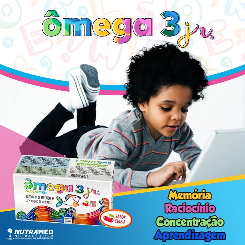 Ômega 3 Junior Sabor Cereja Nutramed 60 Cápsulas Mastigáveis