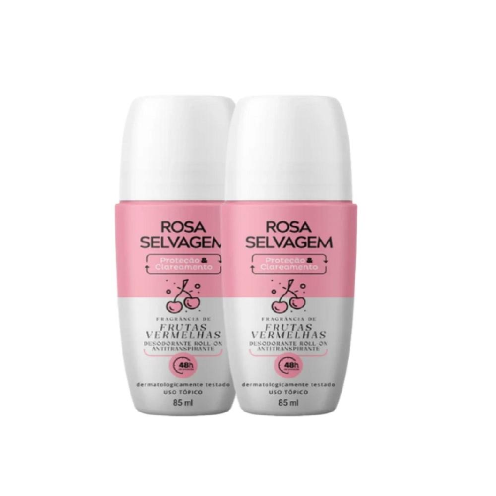 Kit 2 Desodorante Roll-on Rosa Selvagem Frutas Vermelhas 85ml